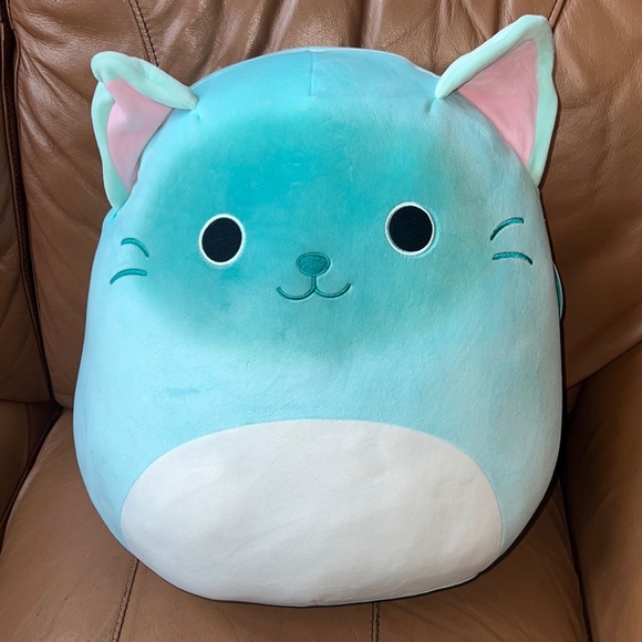 NWT 16” Squishmellows Sigrid the Blue Teal Turquoise Ombre Cat Kitty - Picture 2 of 7